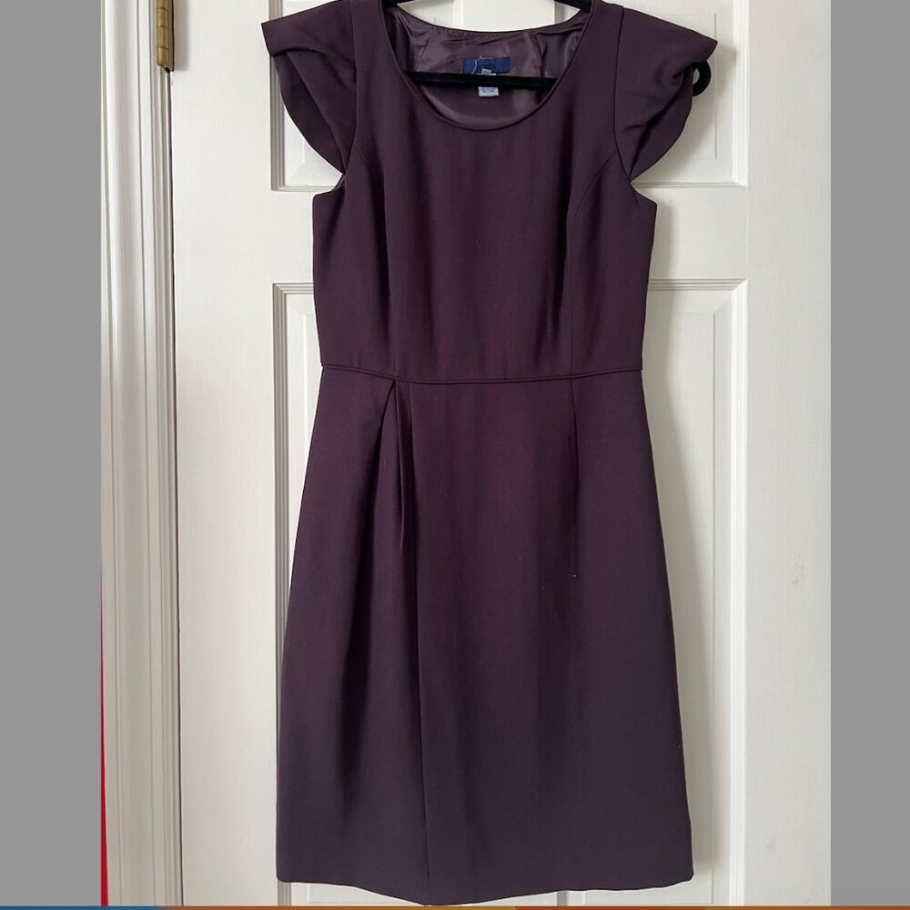 J Crew Plum Flutter Sleeve Dress